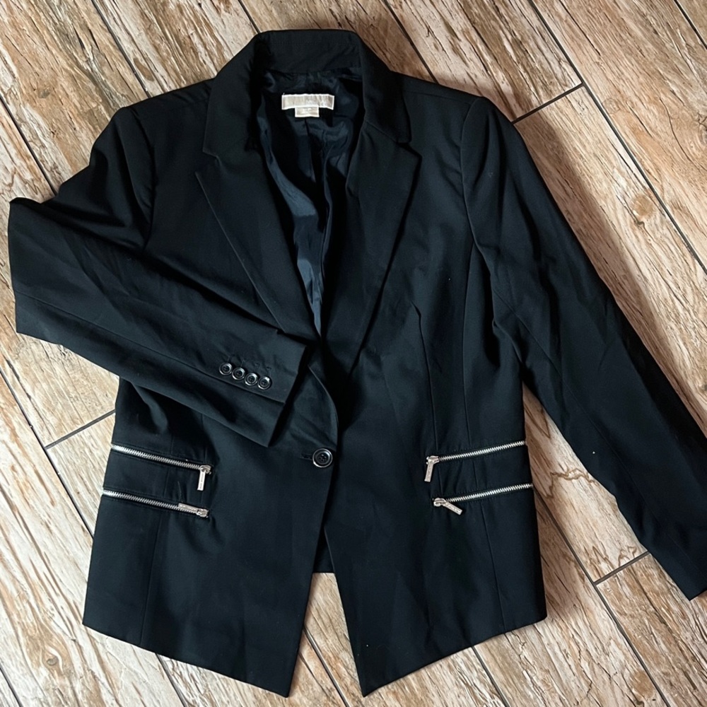 Michael Kors Black Blazer with Zipper Details